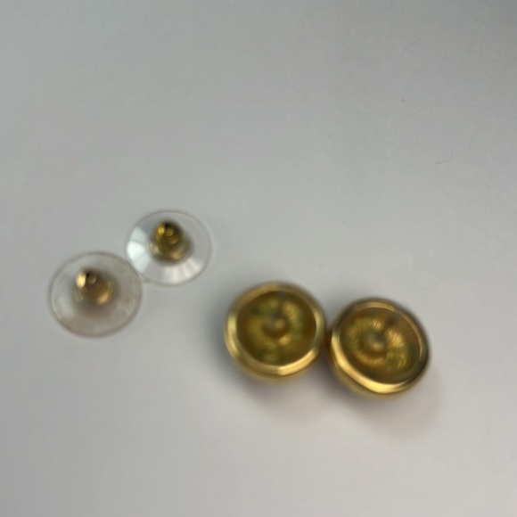 Vintage Faux Round Diamond Gold Charm Earrings - Picture 4 of 6